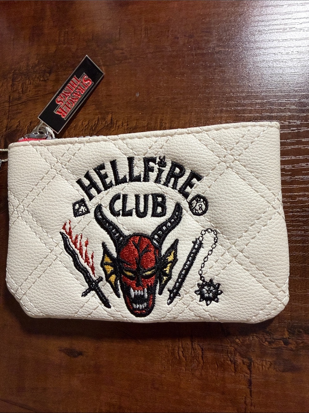 Primark x Stranger Things Hellfire Club Off-White Quilted Leather Coin Pouch